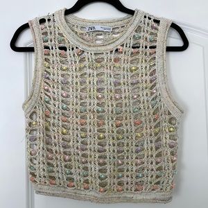 Zara Crochet Beaded Tank